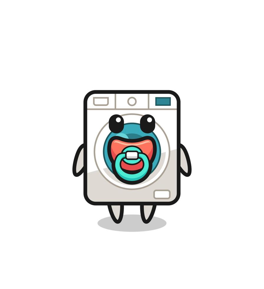 bebis tvättning maskin tecknad serie karaktär med napp vektor