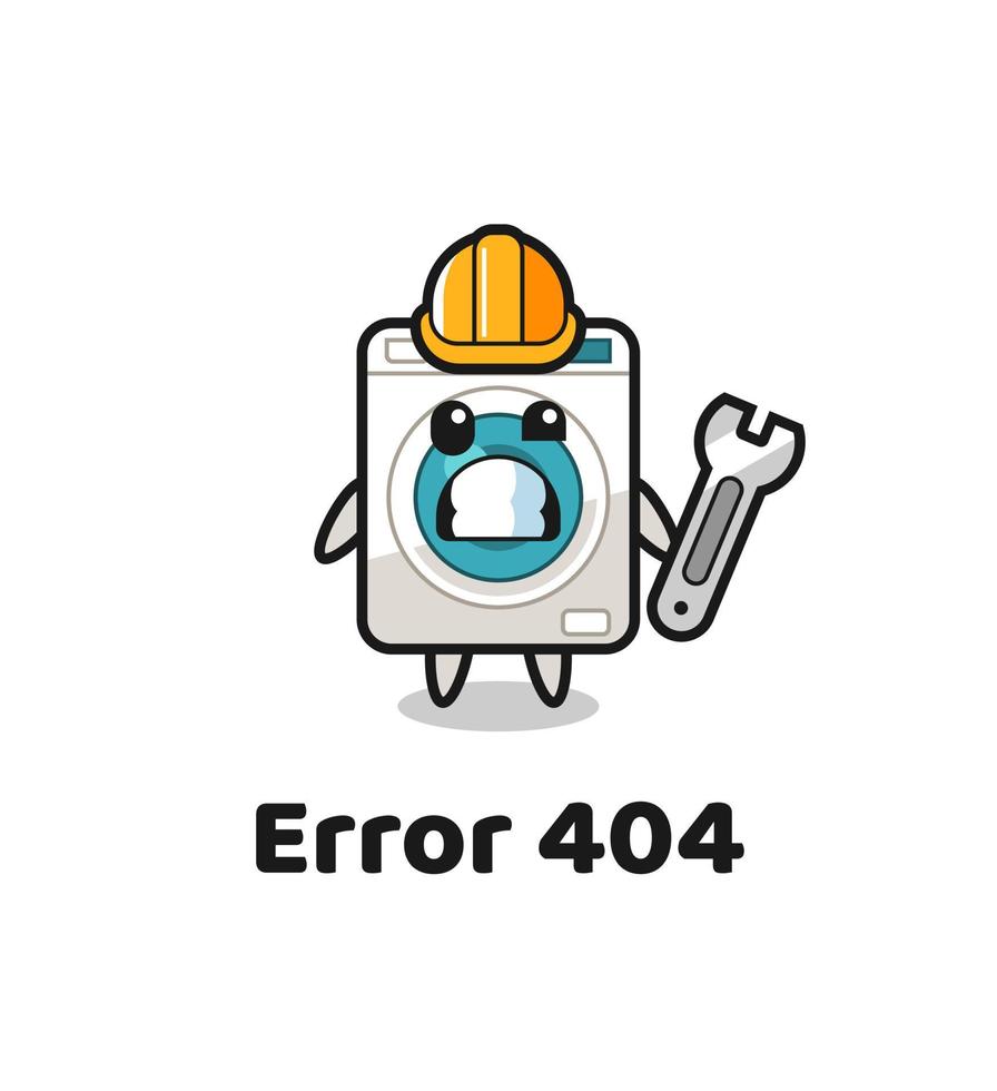 Fehler 404 mit dem süßen Waschmaschinen-Maskottchen vektor