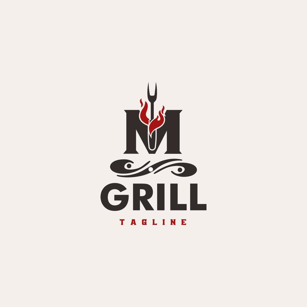 m-Buchstaben-Grill grundlegendes und elegantes minimales künstlerisches Design basiert auf Symbol-Logo-Vektor vektor