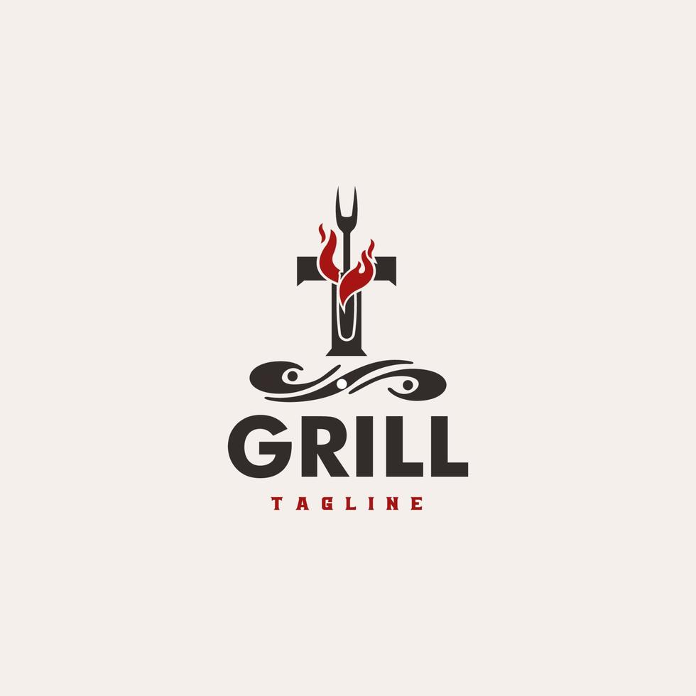 t-Buchstaben-Grill grundlegendes und elegantes minimales künstlerisches Design basiert auf Symbol-Logo-Vektor vektor