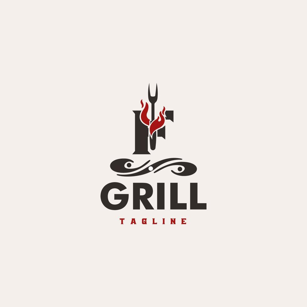 f Buchstabe Grill grundlegendes und elegantes minimales künstlerisches Design basiert auf Symbol-Logo-Vektor vektor