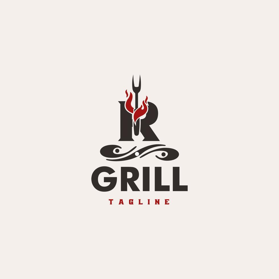 r brief grill grundlegendes und elegantes minimales künstlerisches design basiert auf symbol logo vektor