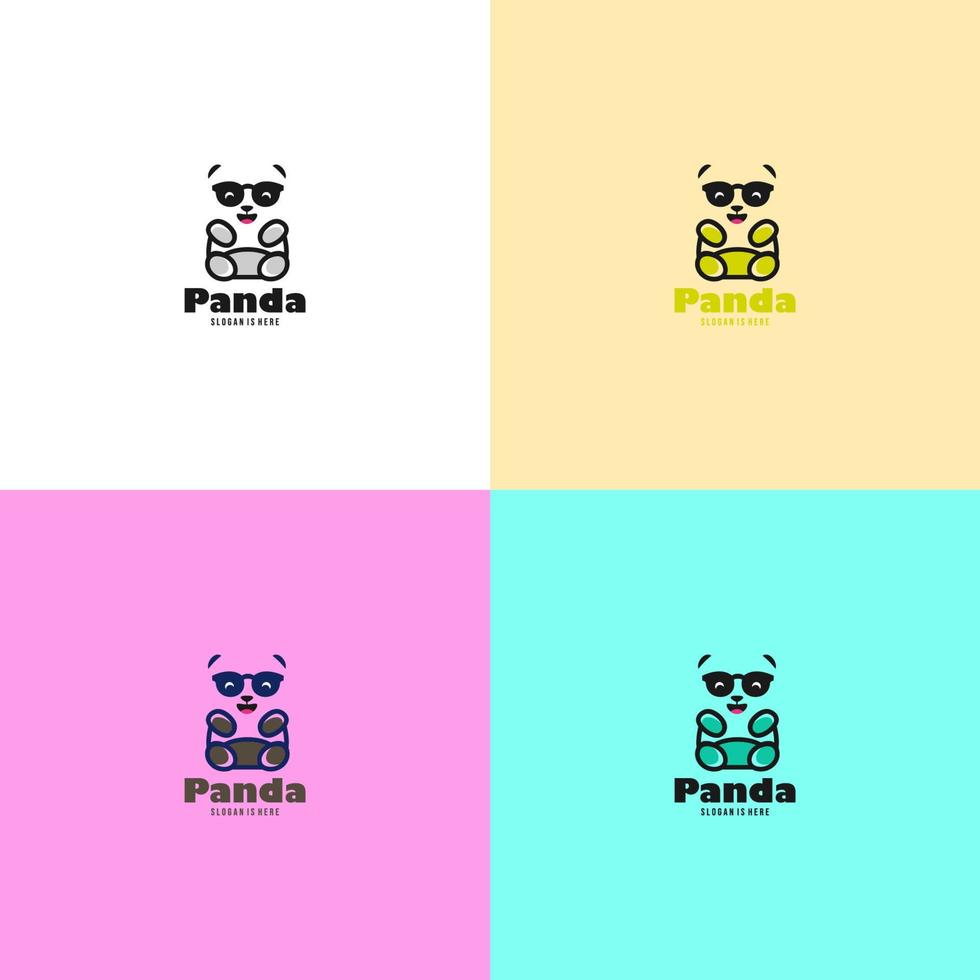 panda Björn silhuett logotyp design mall. rolig lat djur- logotyp begrepp ikon vektor