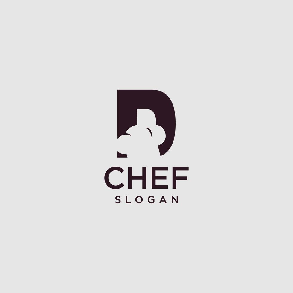 buchstabe d chef logo, anfängliche restaurantkochvektordesignkunst vektor