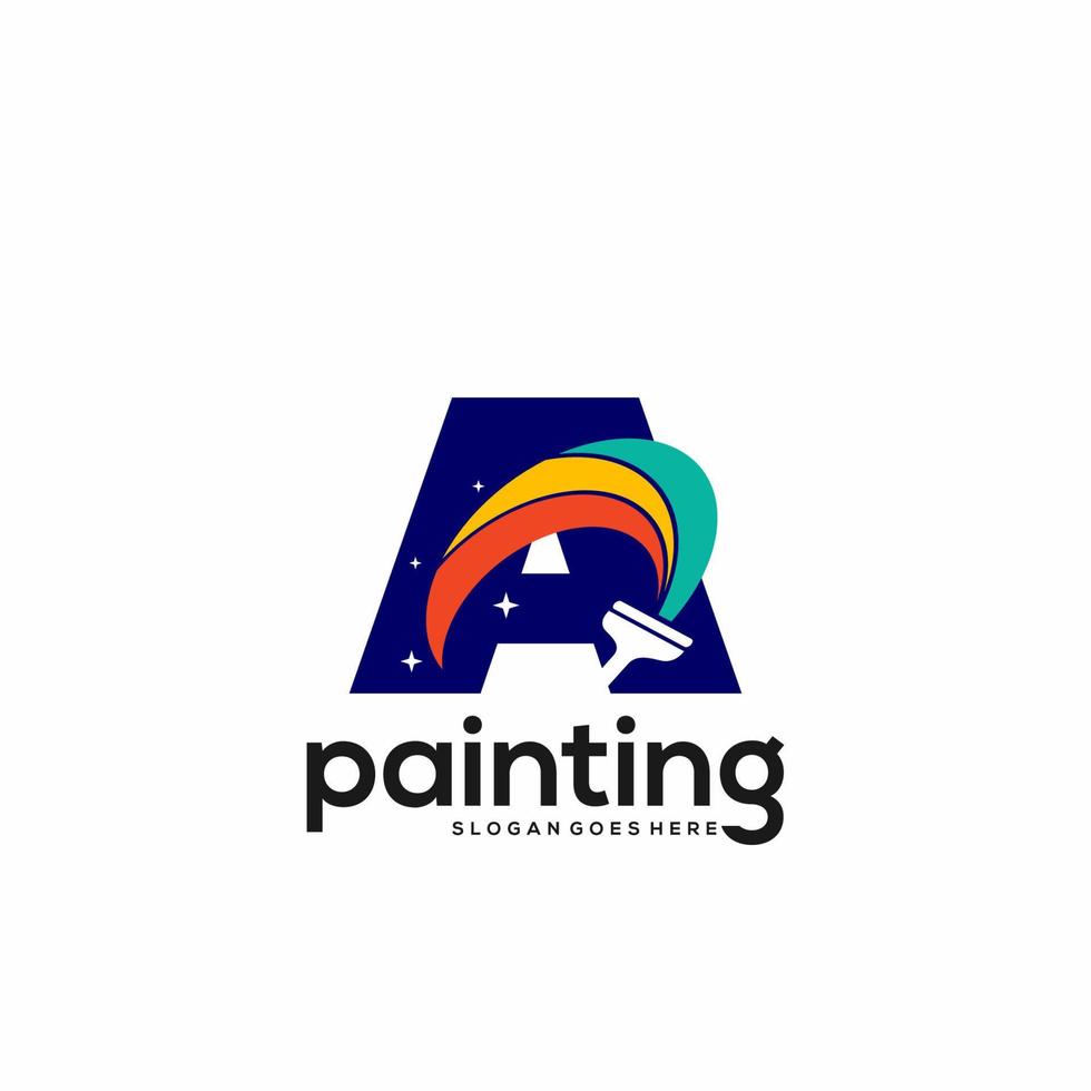 en brev logotyp och måla släppa design kombination, färgrik logotyp mall konst vektor