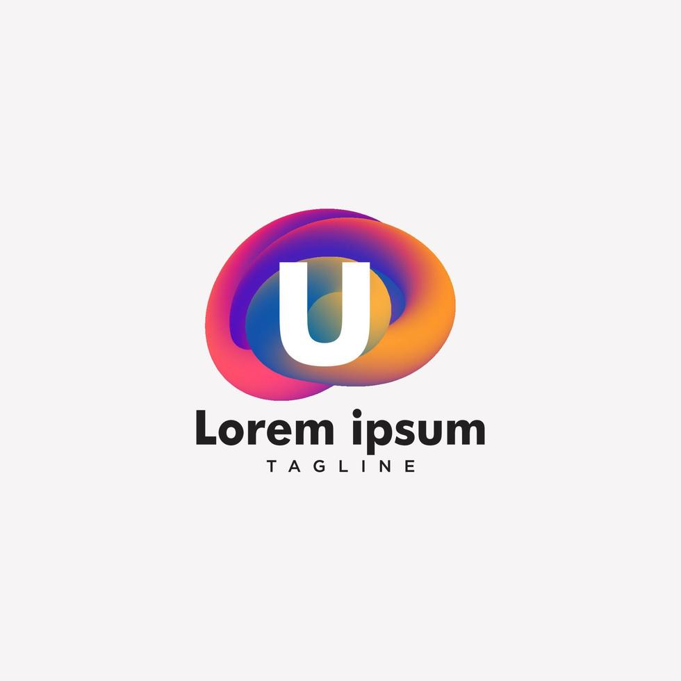 brev u logotyp lutning färgrik, logotyp mall design vektor. vektor