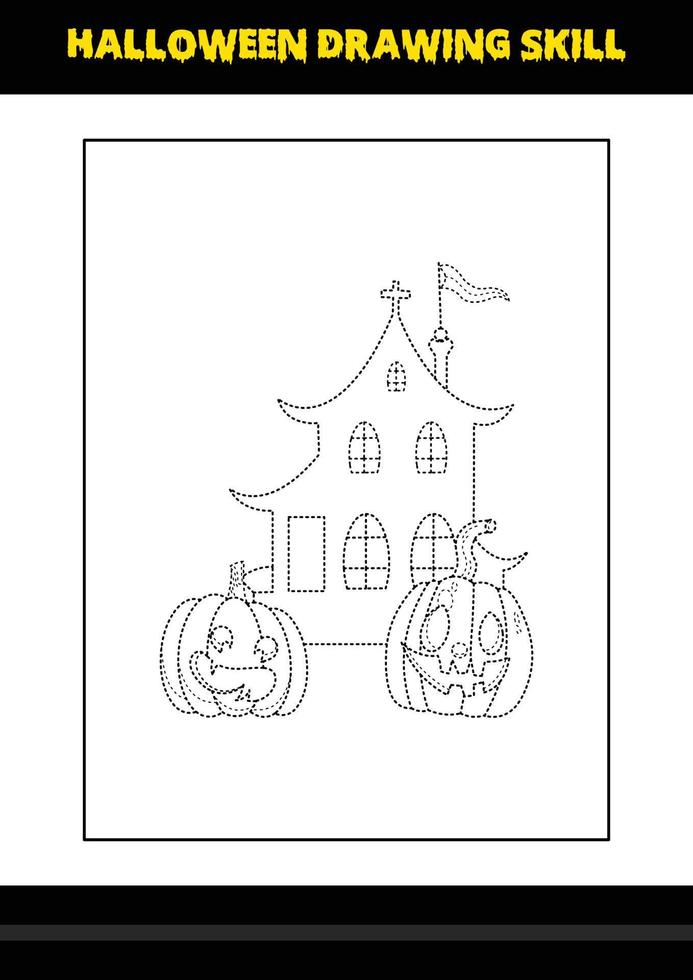 halloween teckning skicklighet för ungar. halloween teckning skicklighet färg sida för ungar. vektor