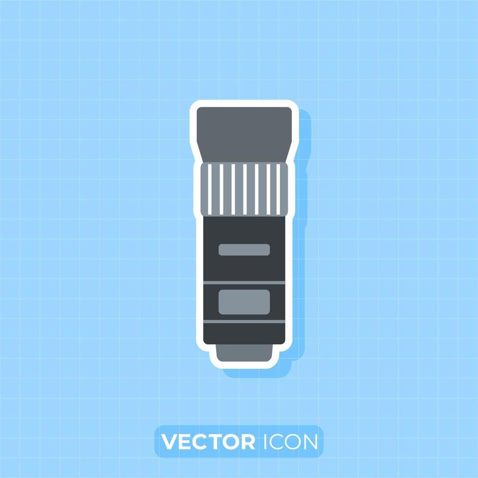 Kameraobjektivsymbol, Zoomobjektiv, flaches Gestaltungselement. vektor