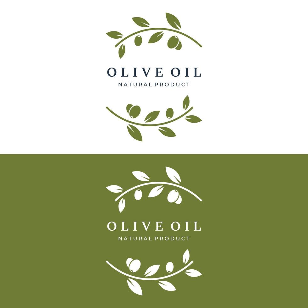 naturlig ört- oliv och olja logotyp design med oliv gren. logotyp för företag, varumärke, ört- medicin och spa. vektor