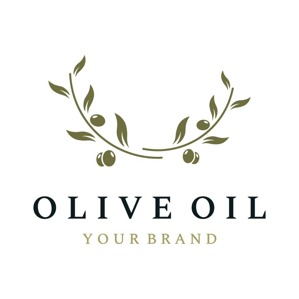 naturlig ört- oliv och olja logotyp design med oliv gren. logotyp för företag, varumärke, ört- medicin och spa. vektor