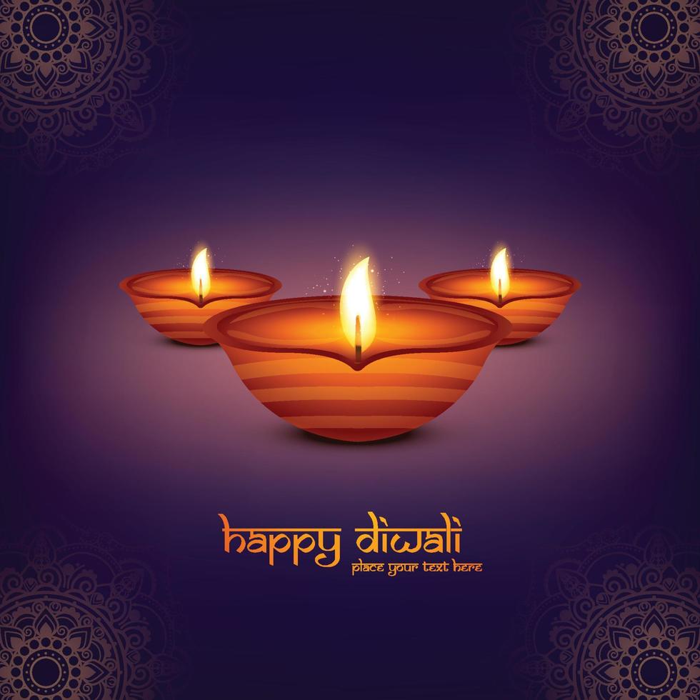 elegante grußkarte glücklich diwali diya feier festival hintergrund vektor