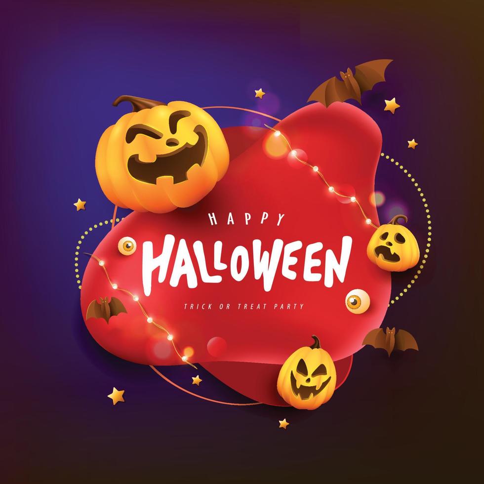 fröhliches halloween-banner oder partyeinladungshintergrund mit festlichen elementen halloween der kürbisse vektor