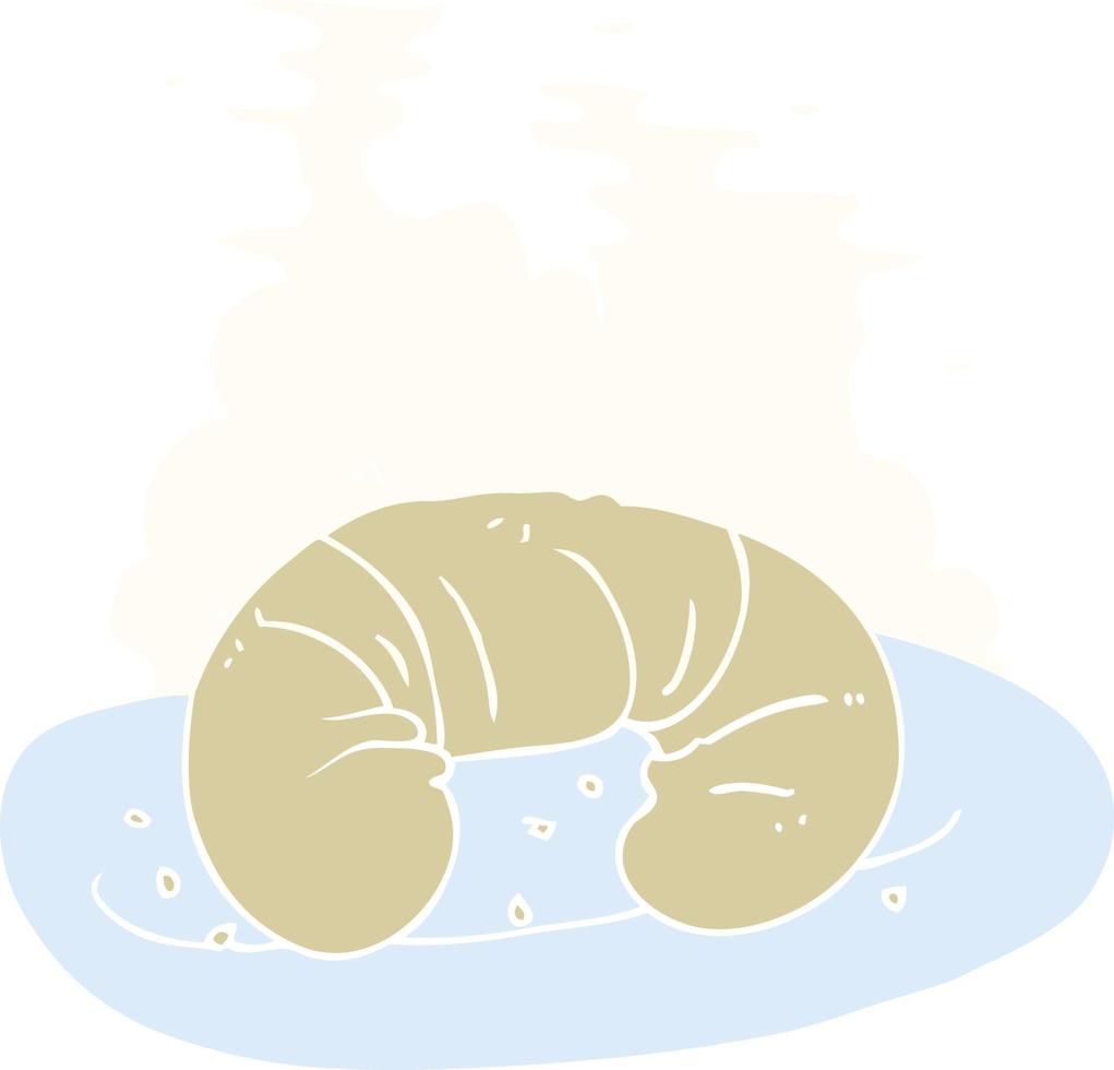 flache farbillustration des heißen croissants vektor