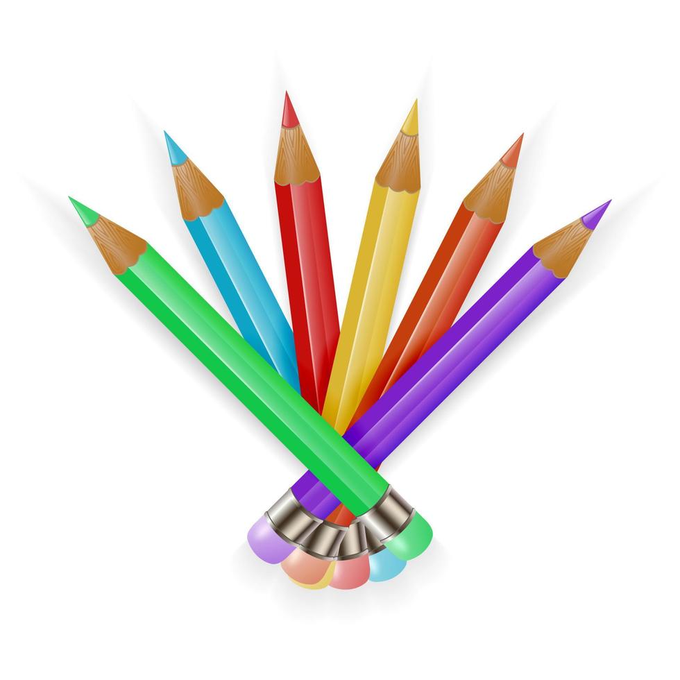uppsättning av färgad pennor isolerat på vit bakgrund. teckning verktyg. tillbaka till skola.vektor illustration. vektor