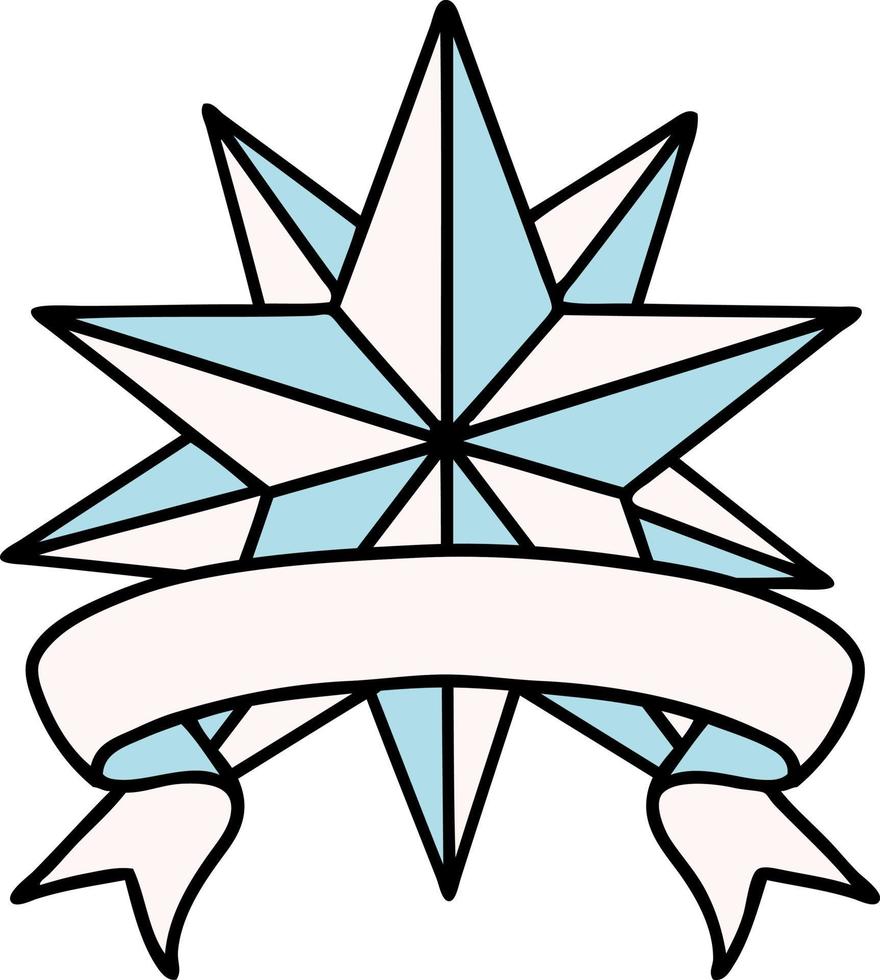 traditionelles Tattoo mit Banner eines Sterns vektor