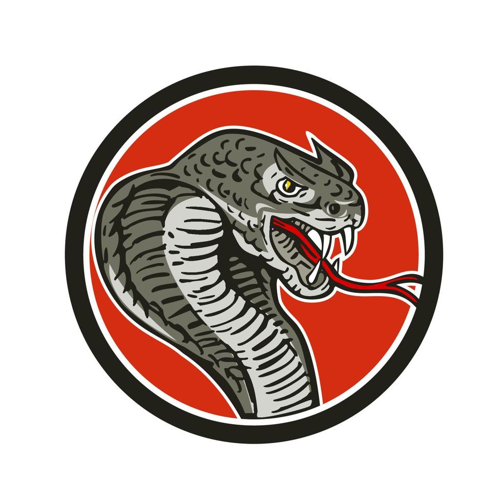 kobra huggorm orm cirkel retro vektor