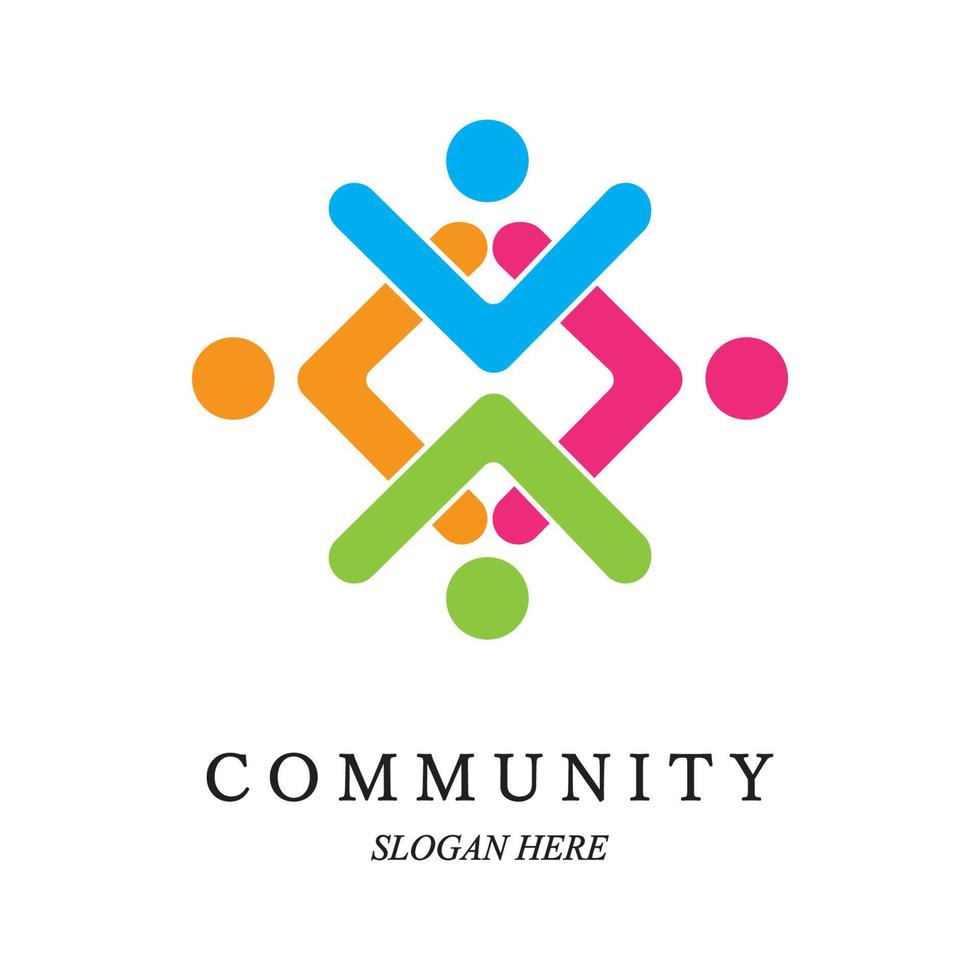 Logo-Vorlage für Teamarbeit. konzept der gemeinschaftsfreundschaft, einheit. isoliert auf weißem Hintergrund. Vektor-Illustration vektor