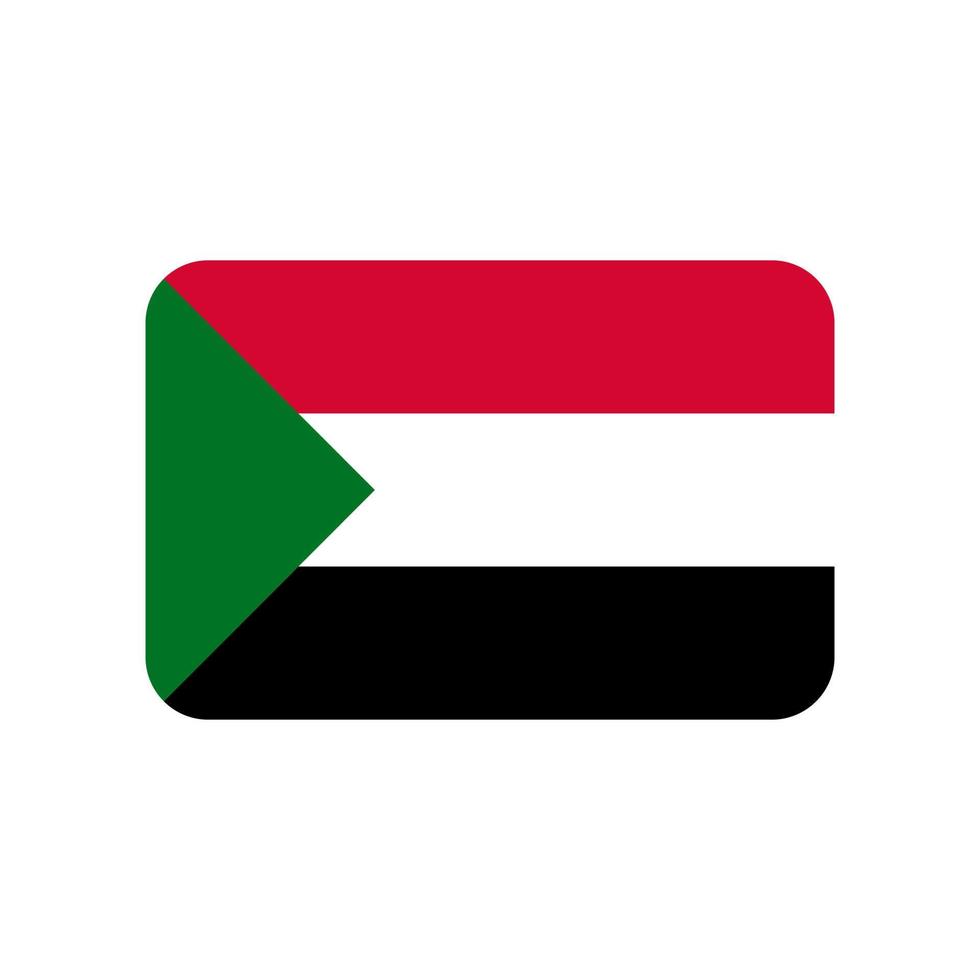Sudan-Vektorflagge mit abgerundeten Ecken isoliert auf weißem Hintergrund vektor