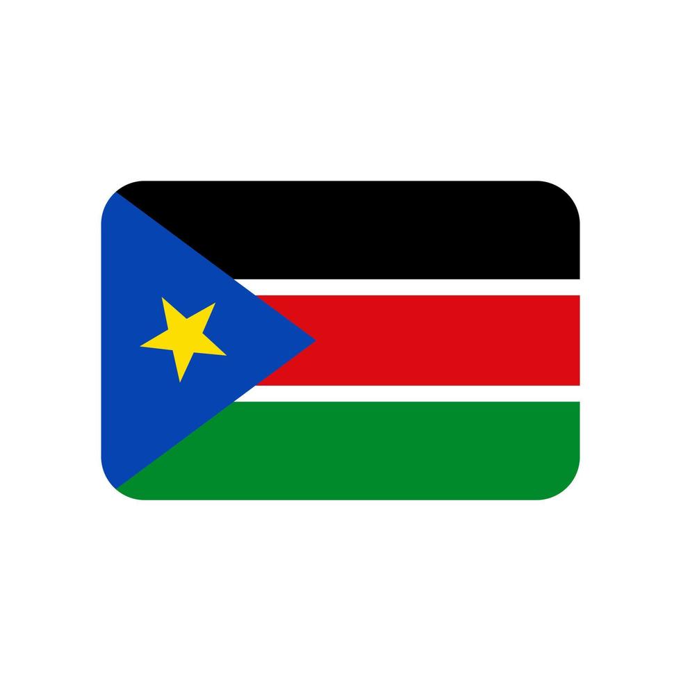 Südsudan-Vektorflagge mit abgerundeten Ecken isoliert auf weißem Hintergrund vektor