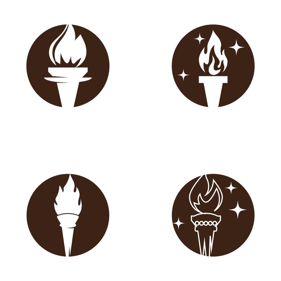feuerfackel mit flachen ikonen der flamme eingestellt. sammlung von symbolflammen, illustration vektor