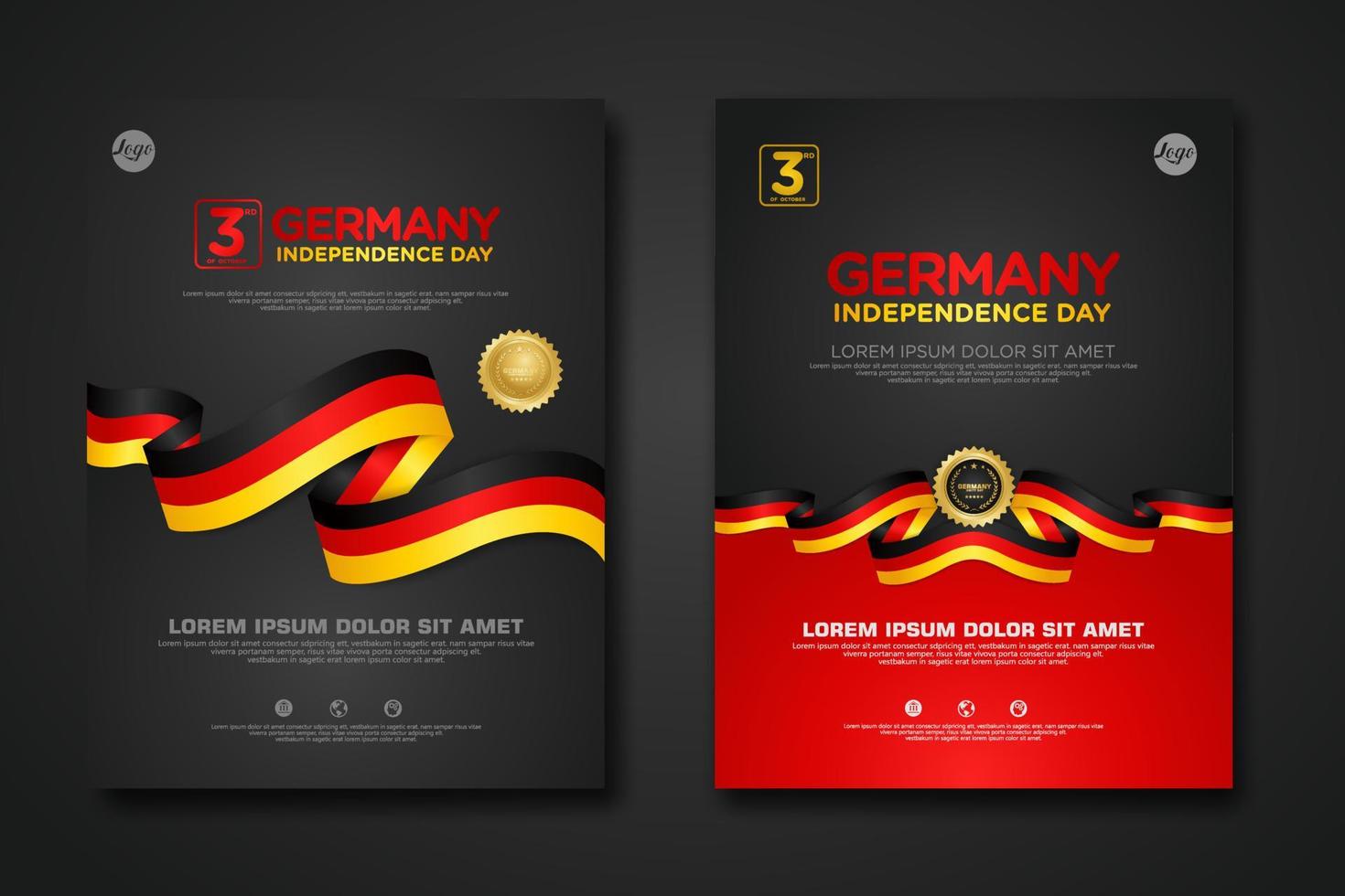 uppsättning affisch design Tyskland enhet dag bakgrund mall vektor