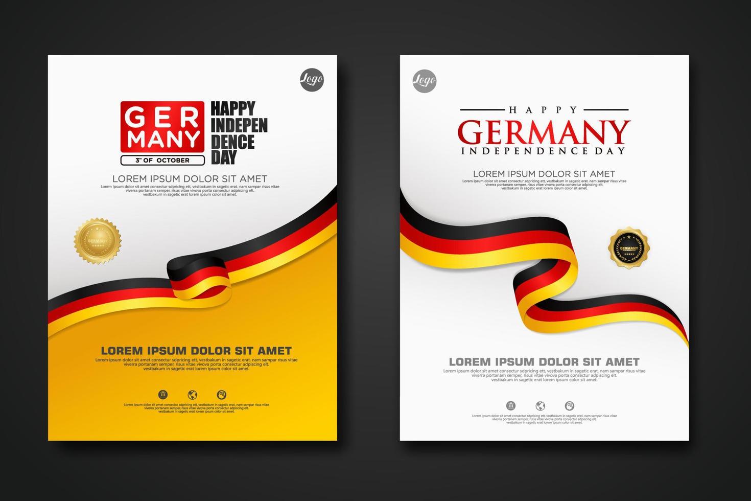 set poster design deutschland tag der einheit hintergrundvorlage vektor
