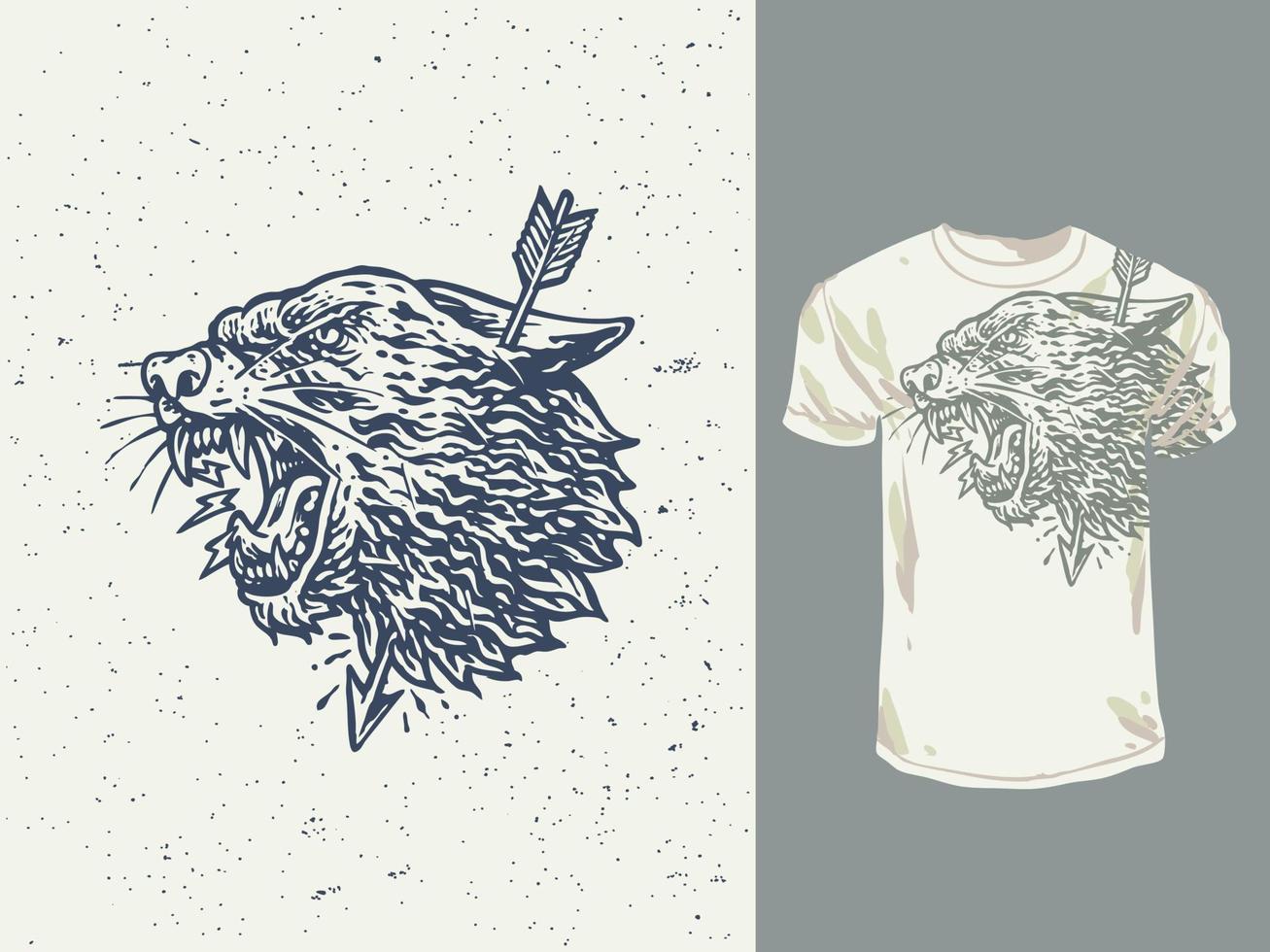 das wütende wolf cross fit t-shirt design im vintage-stil vektor