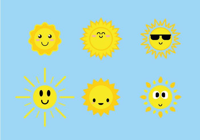 Cute Sun Icons Vektor