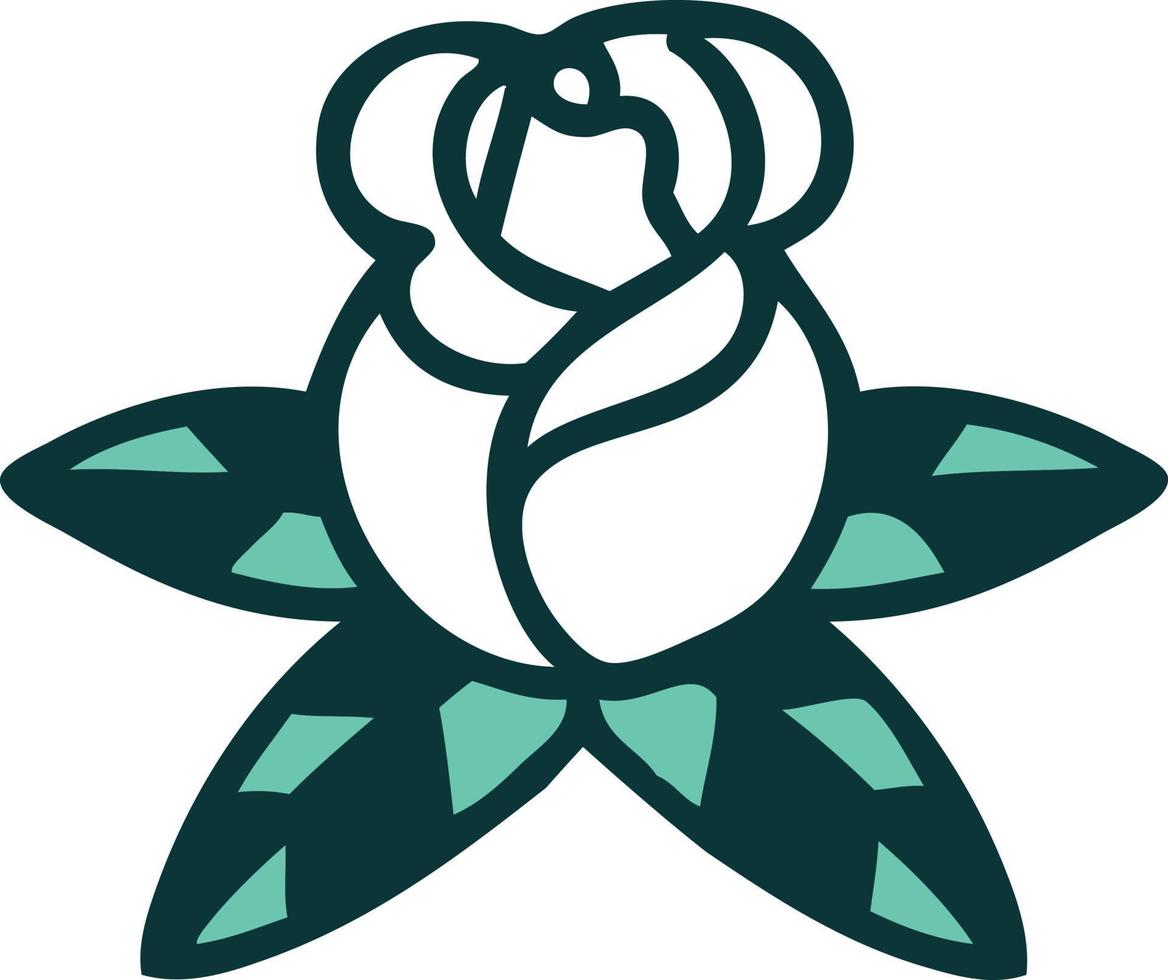 ikonisches Bild im Tattoo-Stil einer einzelnen Rose vektor