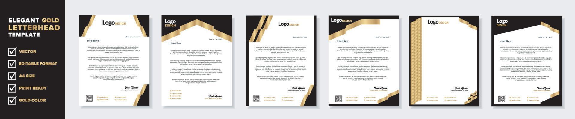 uppsättning av elegant brev design mall för identitet och företag. guld Färg vektor