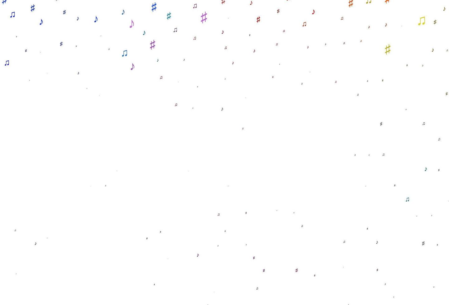ljus mångfärgad, regnbåge vektor mall med musikaliska symboler.