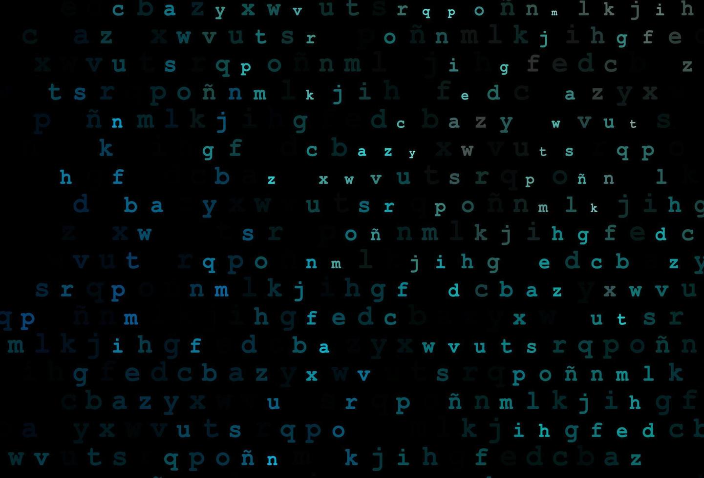 mörkblå vektorbakgrund med tecken på alfabetet. vektor
