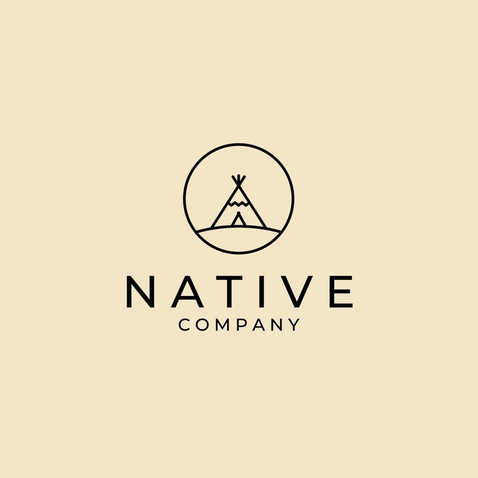 Native Indian Camp Abzeichen Logo Vektor Icon Template Design