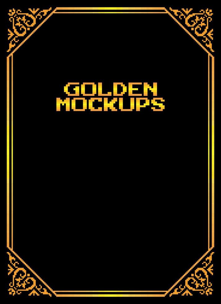 8-Bit-Pixel-Goldrahmen. Randtext Gold für Spiel-Assets in Vektorgrafiken. vektor