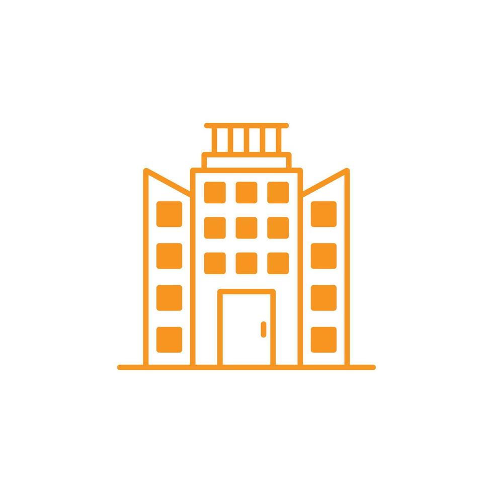 eps10 orangefarbenes Vektorbüro- oder Rathausgebäudesymbol isoliert auf weißem Hintergrund. Wohnungs- oder Architektursymbol in einem einfachen, flachen, trendigen, modernen Stil für Ihr Website-Design, Logo und mobile App vektor