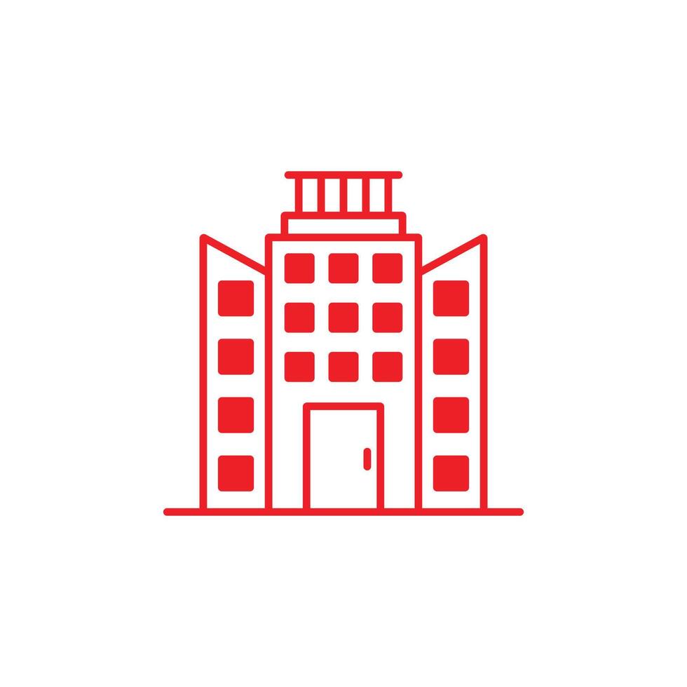 eps10 rotes Vektorbüro- oder Rathausgebäudesymbol isoliert auf weißem Hintergrund. Wohnungs- oder Architektursymbol in einem einfachen, flachen, trendigen, modernen Stil für Ihr Website-Design, Logo und mobile App vektor