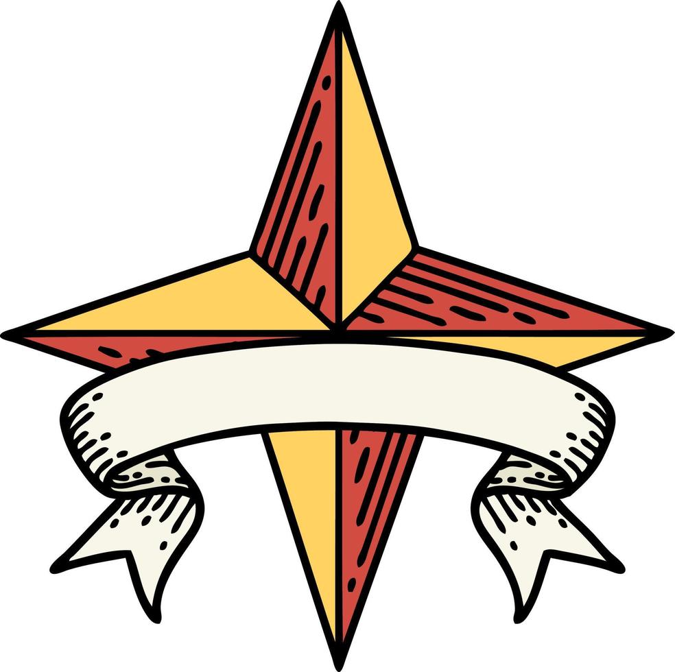 traditionelles Tattoo mit Banner eines Sterns vektor