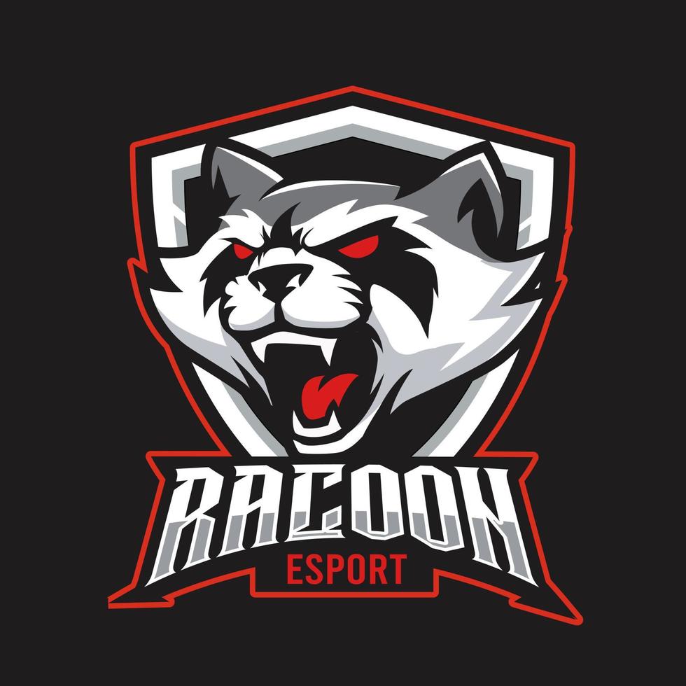 racoon maskot gaming logotyp illustration vektor