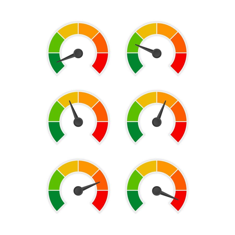 Tachometer 6 verschiedene Positionssymbolvektor für Grafikdesign, Logo, Website, soziale Medien, mobile App, ui vektor
