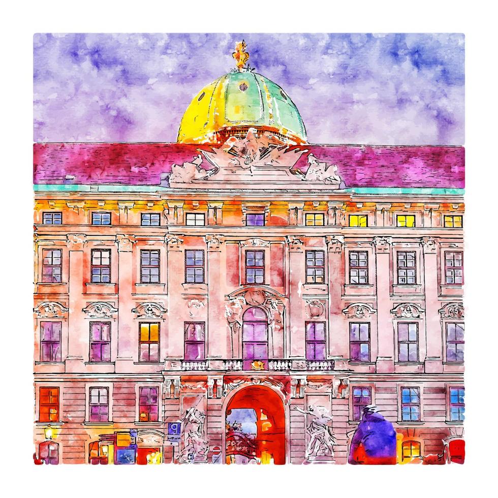 hofburg wien österrike vattenfärg skiss hand dragen illustration vektor