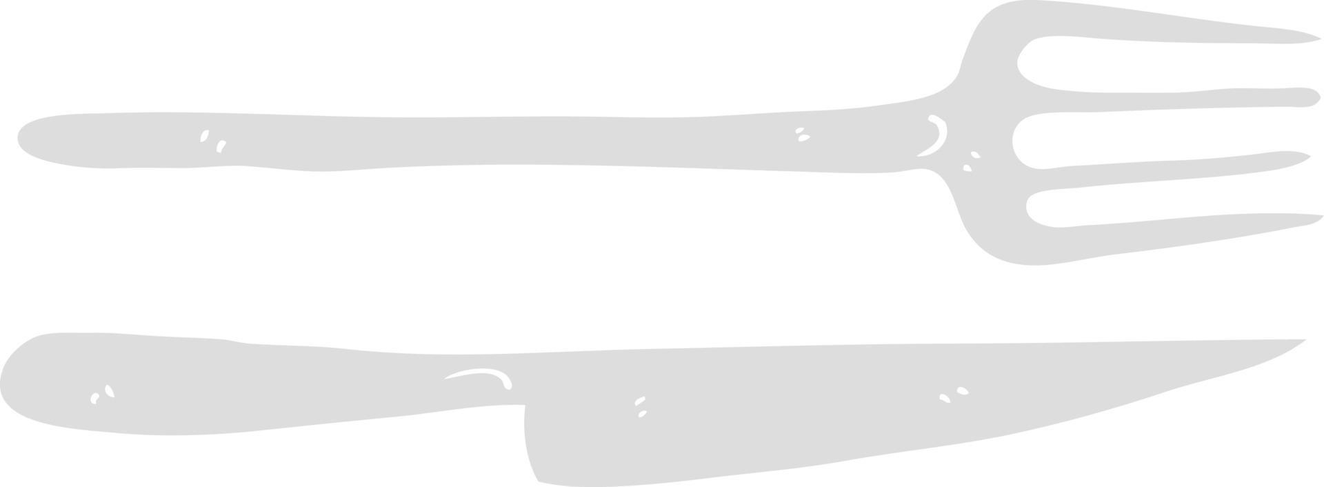 platt Färg illustration av kniv och gaffel vektor
