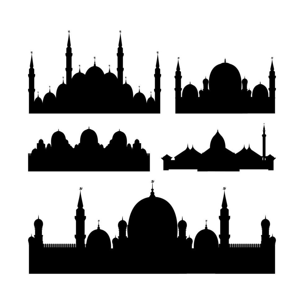eine Reihe von Silhouetten-Moschee-Vektorillustrationen vektor
