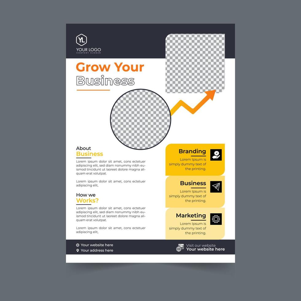 business flyer design corporate flyer mall geometrisk form affisch design broschyr gradient abstrakt tidning bakgrund utrymme för foto vektor