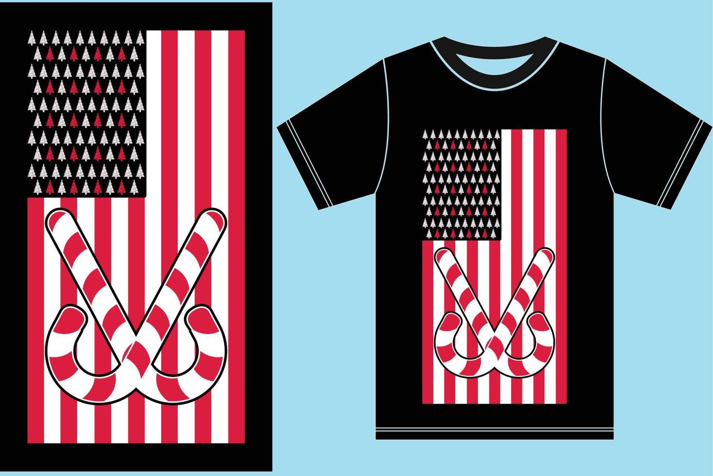 jul t-shirt design. USA flagga jul t-shirt. amerikan flagga jul skjorta. glad jul vektor