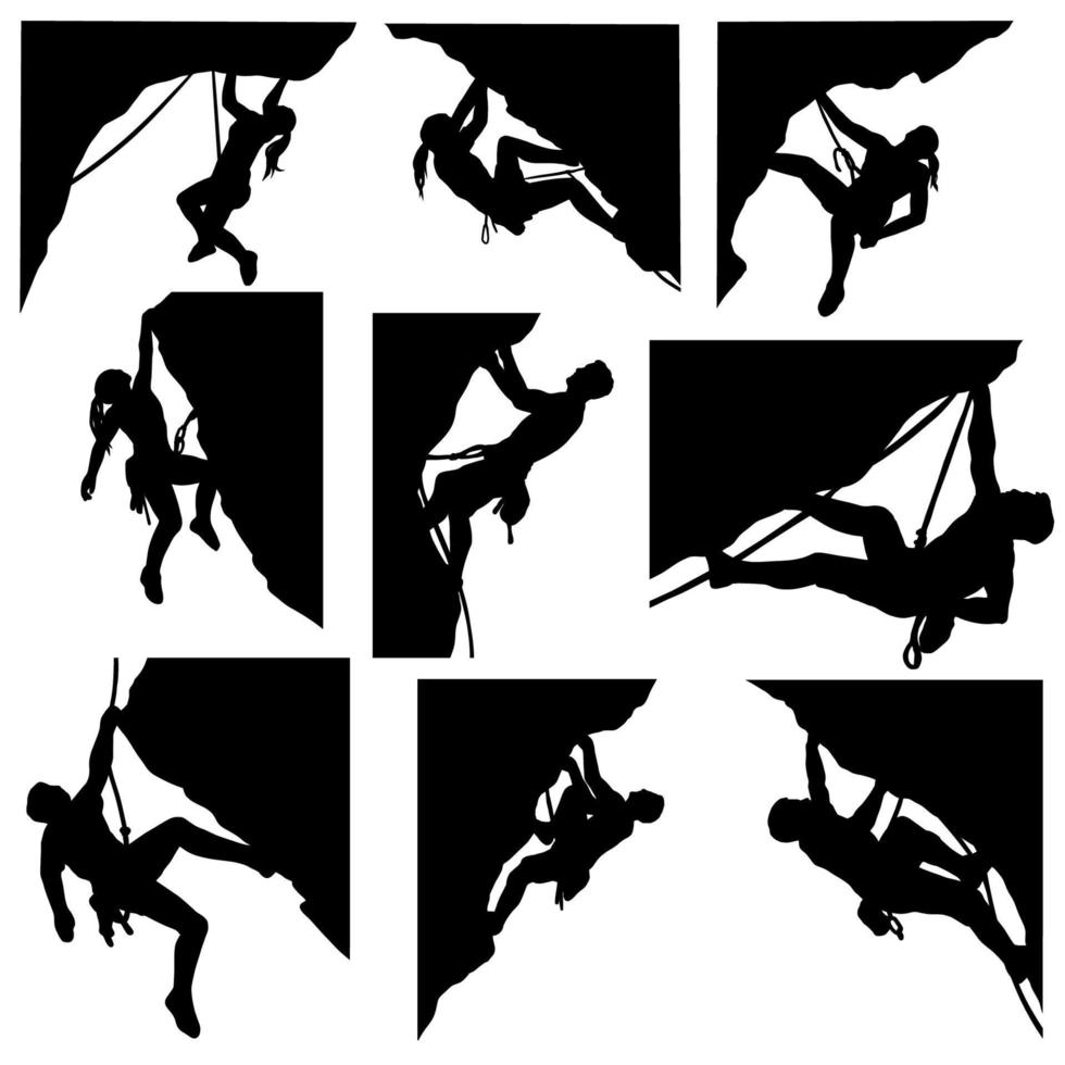 Set von Kletterern Silhouette, Vektorillustration vektor