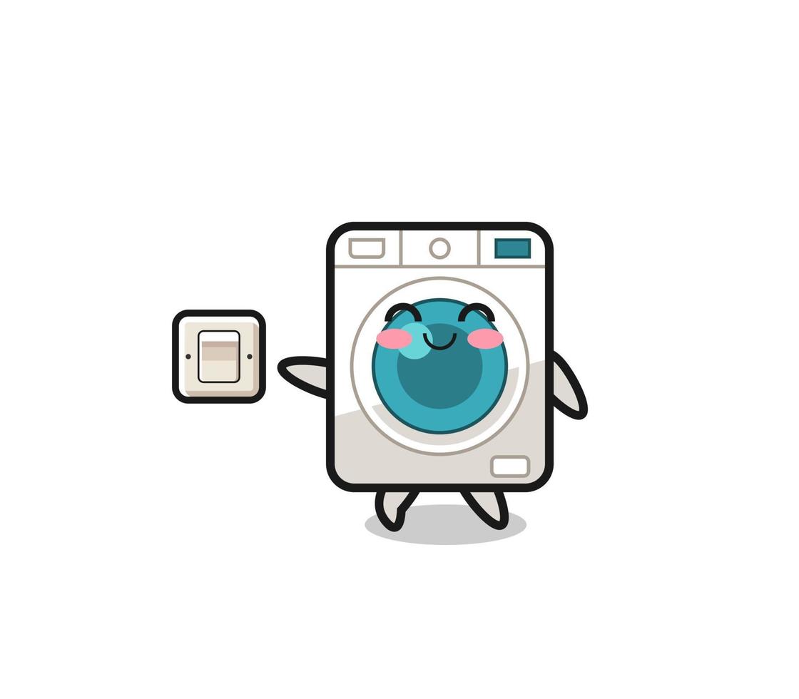 tecknad serie tvättning maskin är vändning av ljus vektor