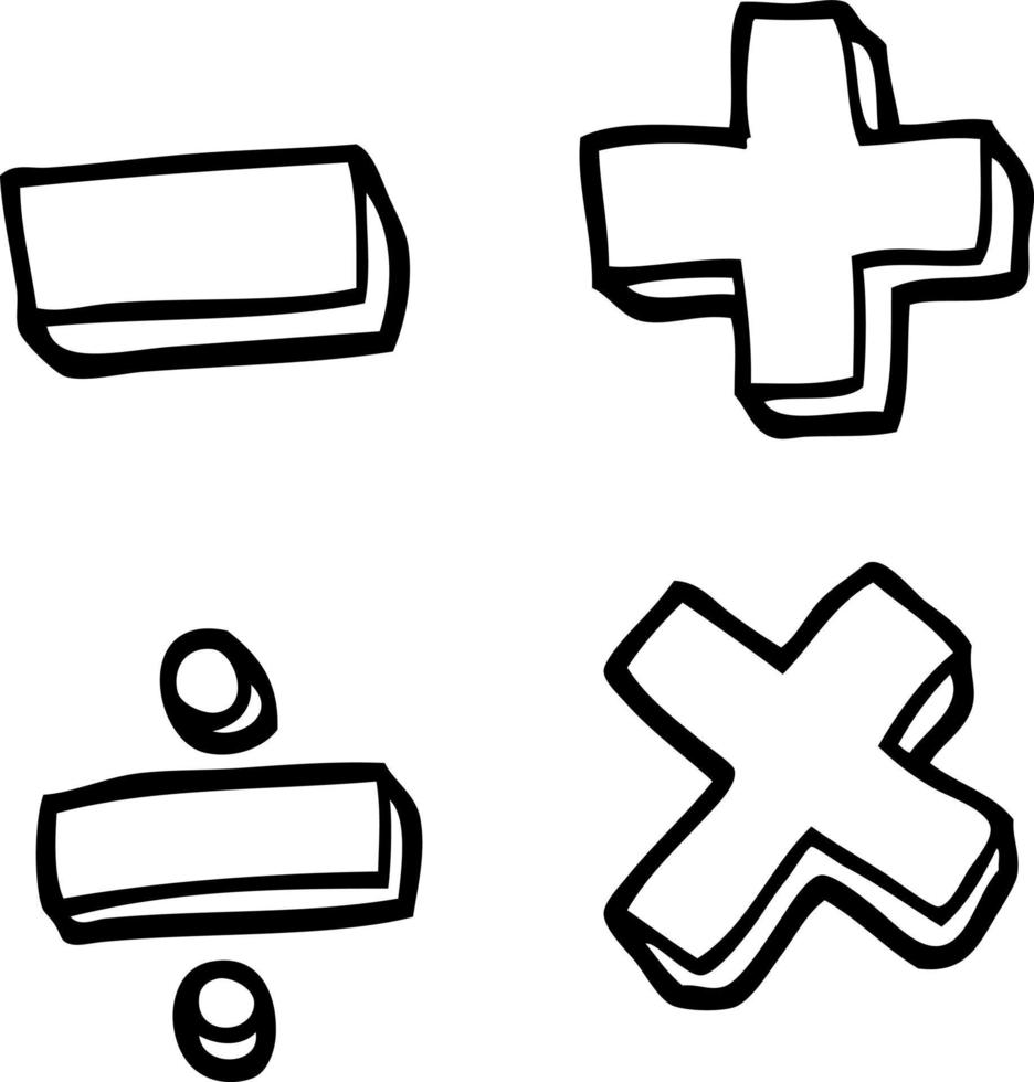schwarz-weiße Cartoon-Mathe-Symbole vektor