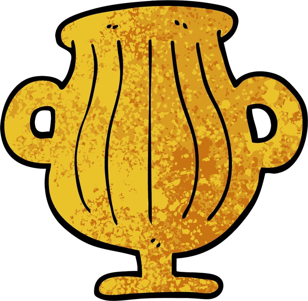 Grunge strukturierte Abbildung Cartoon einer goldenen Vase vektor