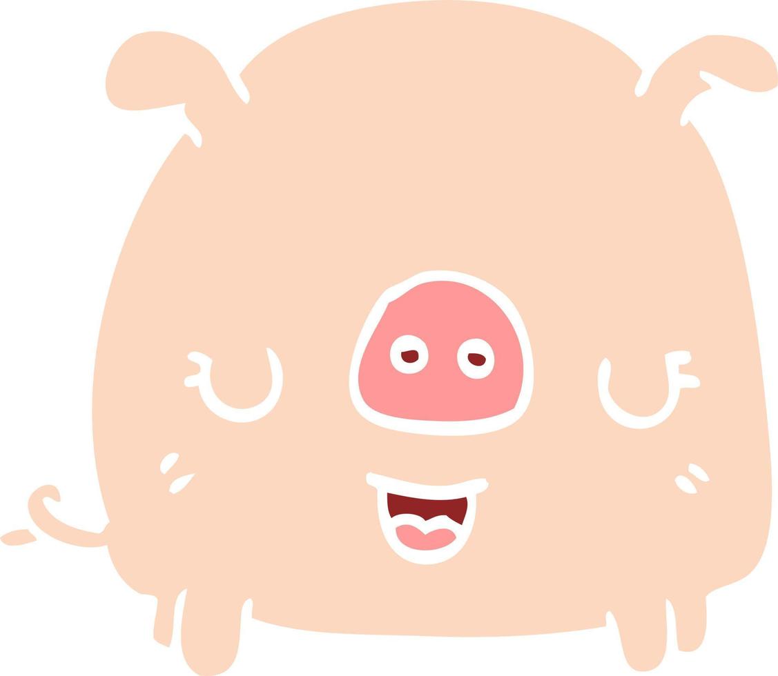 Cartoon-Schwein mit flacher Farbe vektor