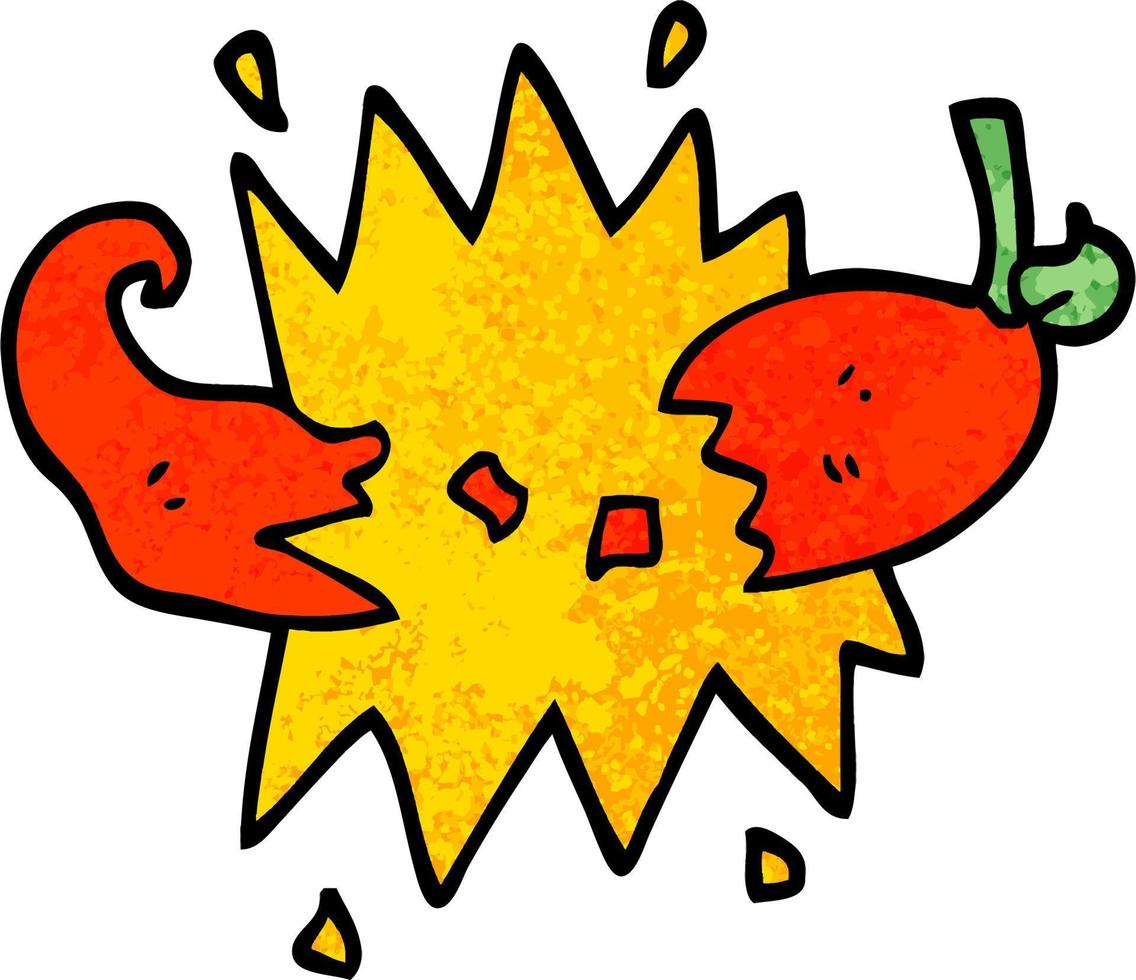 grunge texturerad illustration tecknad serie röd varm chili vektor